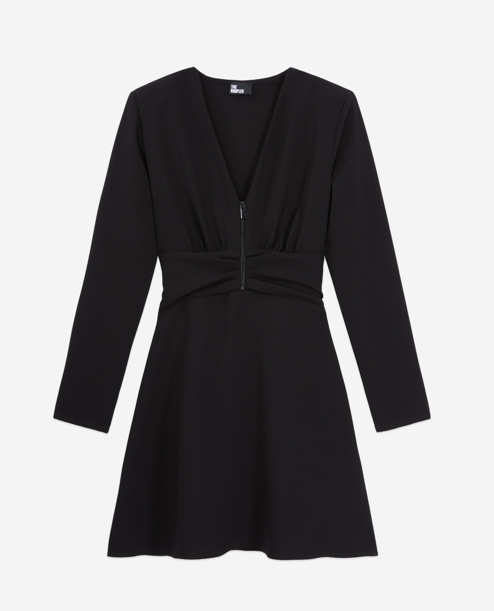 Robe courte noire en crêpe