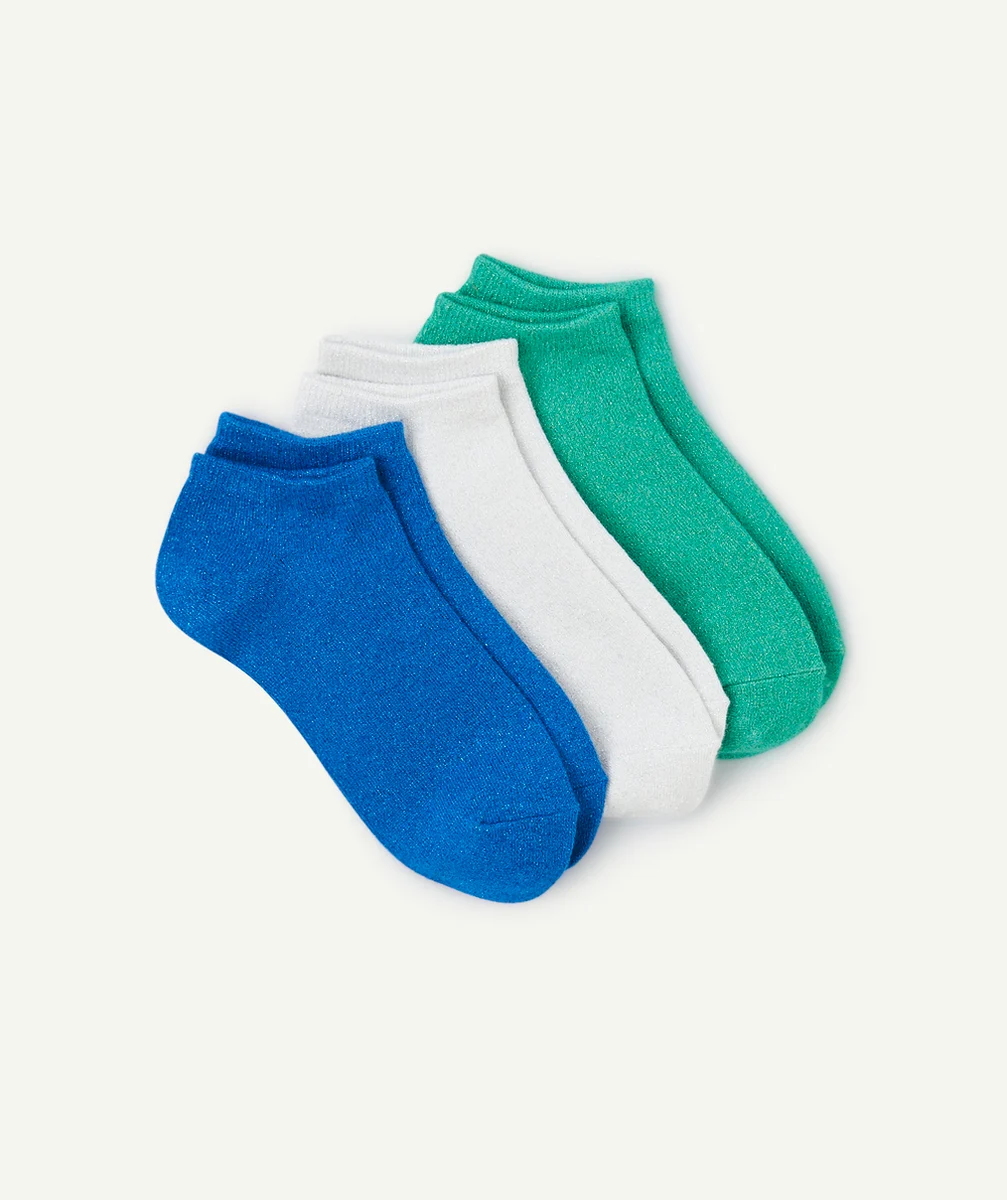 lot de 3 paires de chaussettes fille en coton bio colorées à paillettes