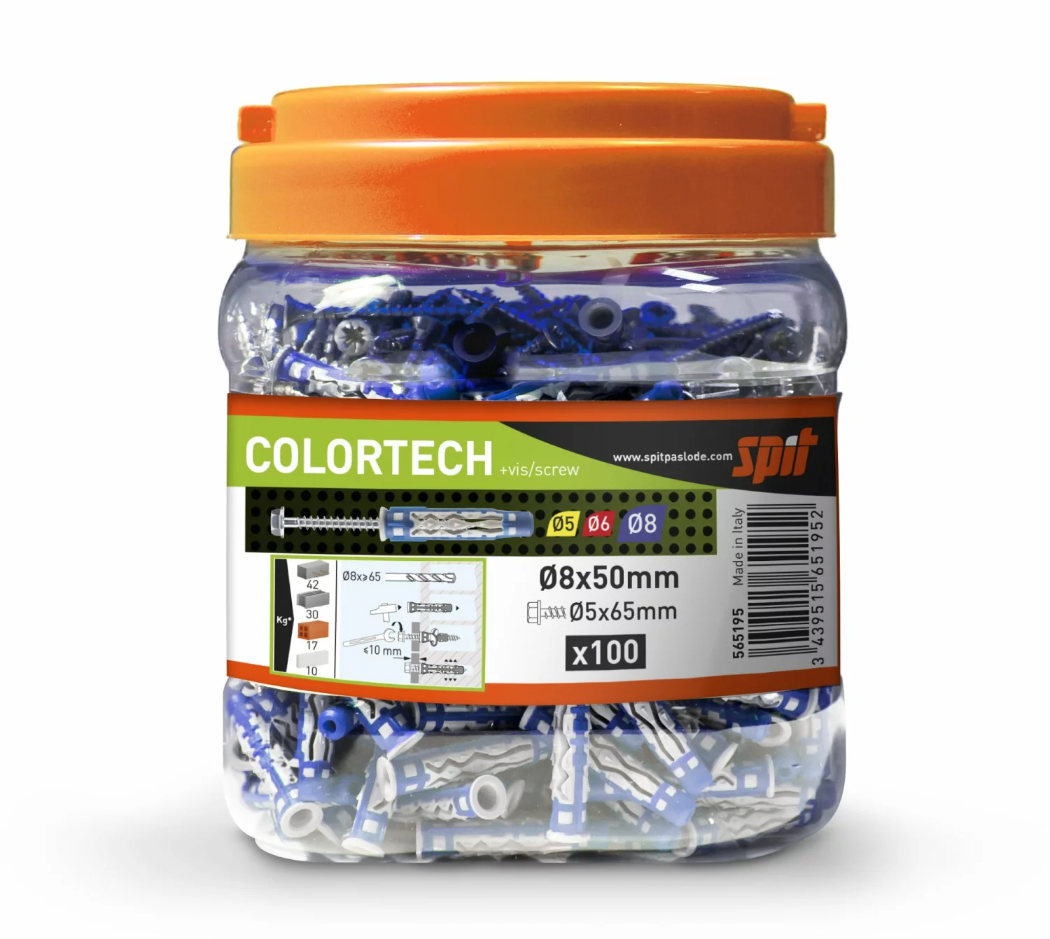 Spit 565189 Colortech Uni Plug 8X50 Met Schroef In Can (100St)