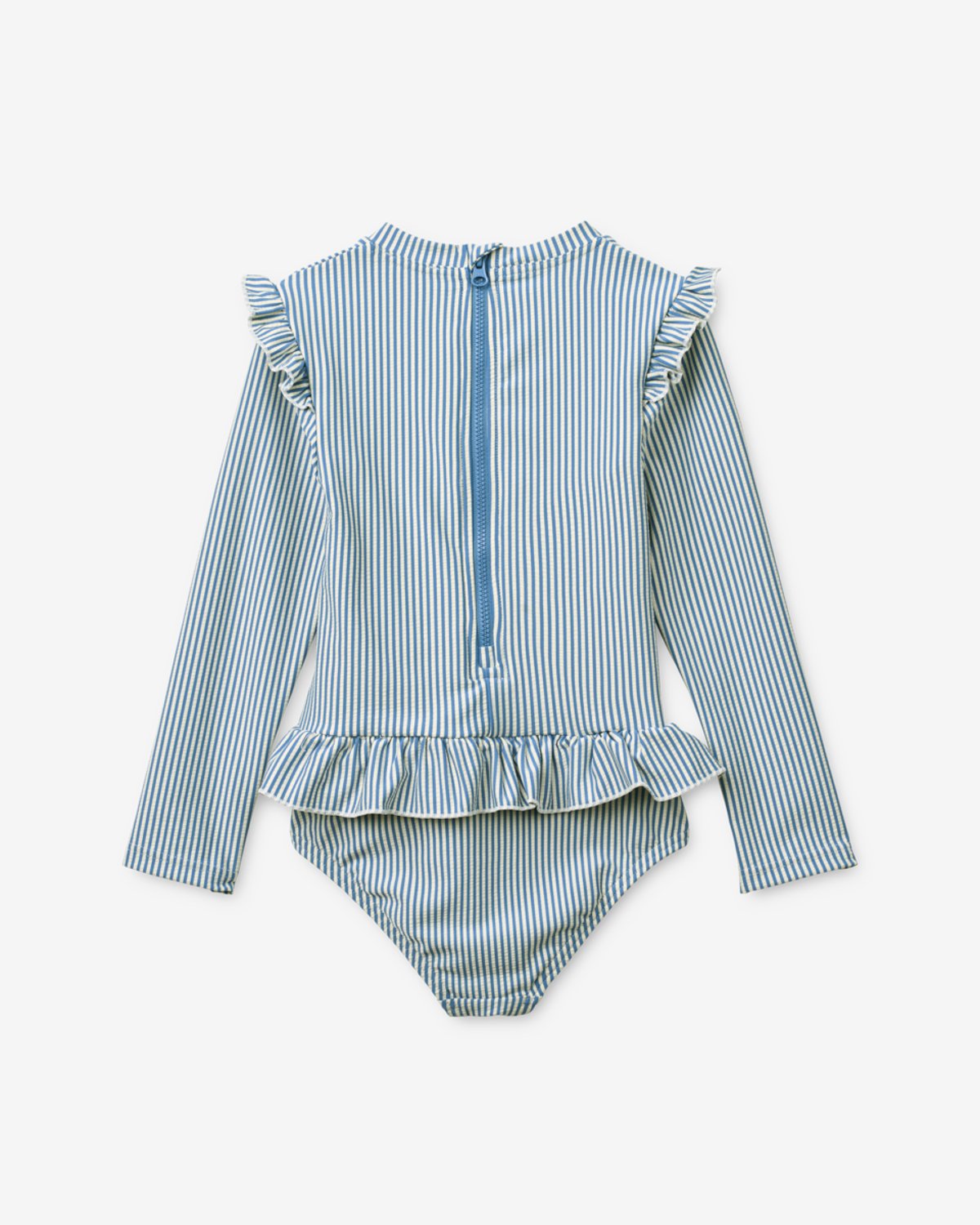 Badedrakt med Armer og Volanger – UV drakt UPF 40+ | Sille Seersucker Swimsuit