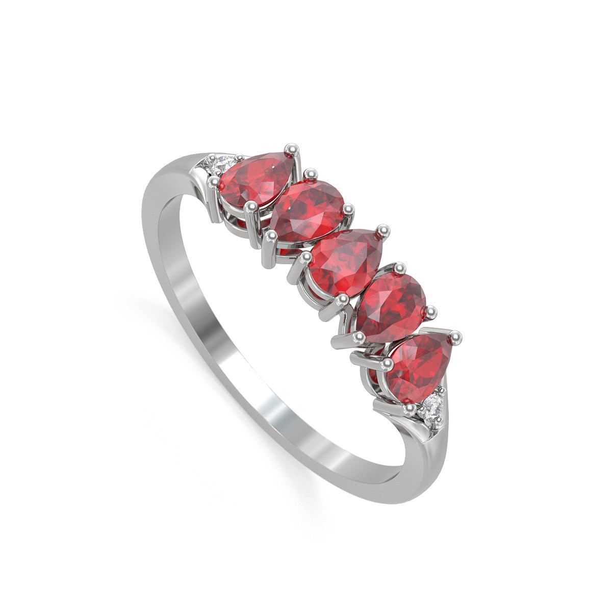 Bague Rubis et diamants sur Argent 925 1.74grs