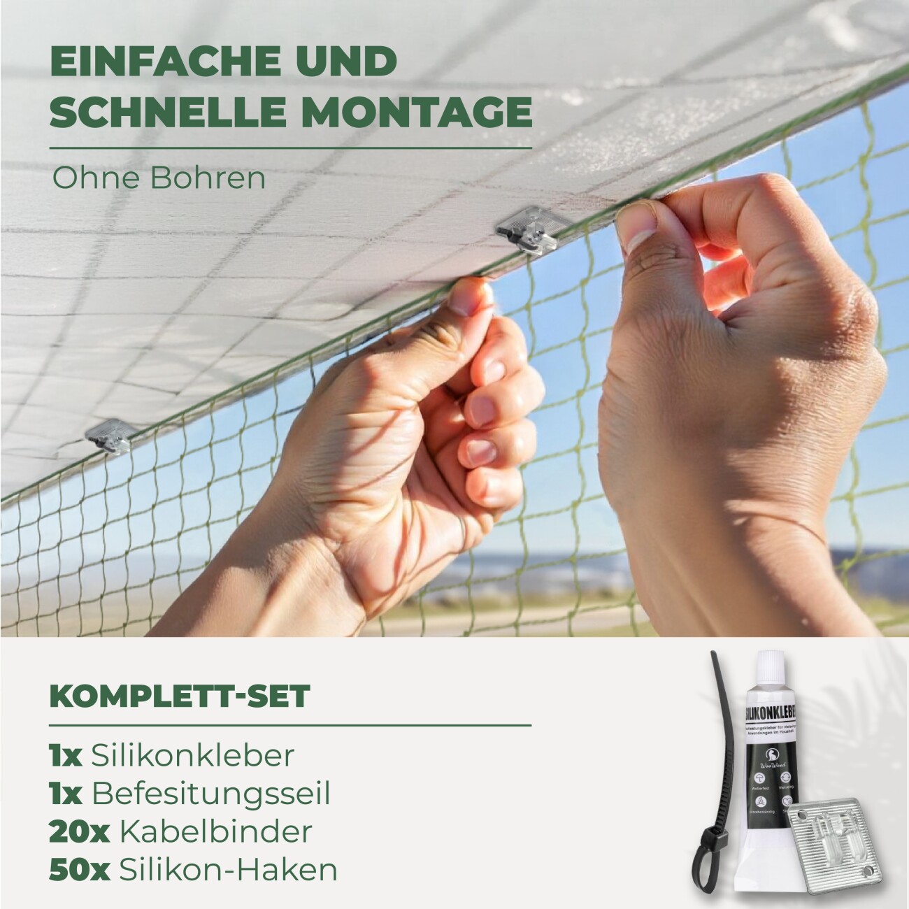 WOOWOOD Katzennetz Balkon ohne Bohren 6 m, 3 m
