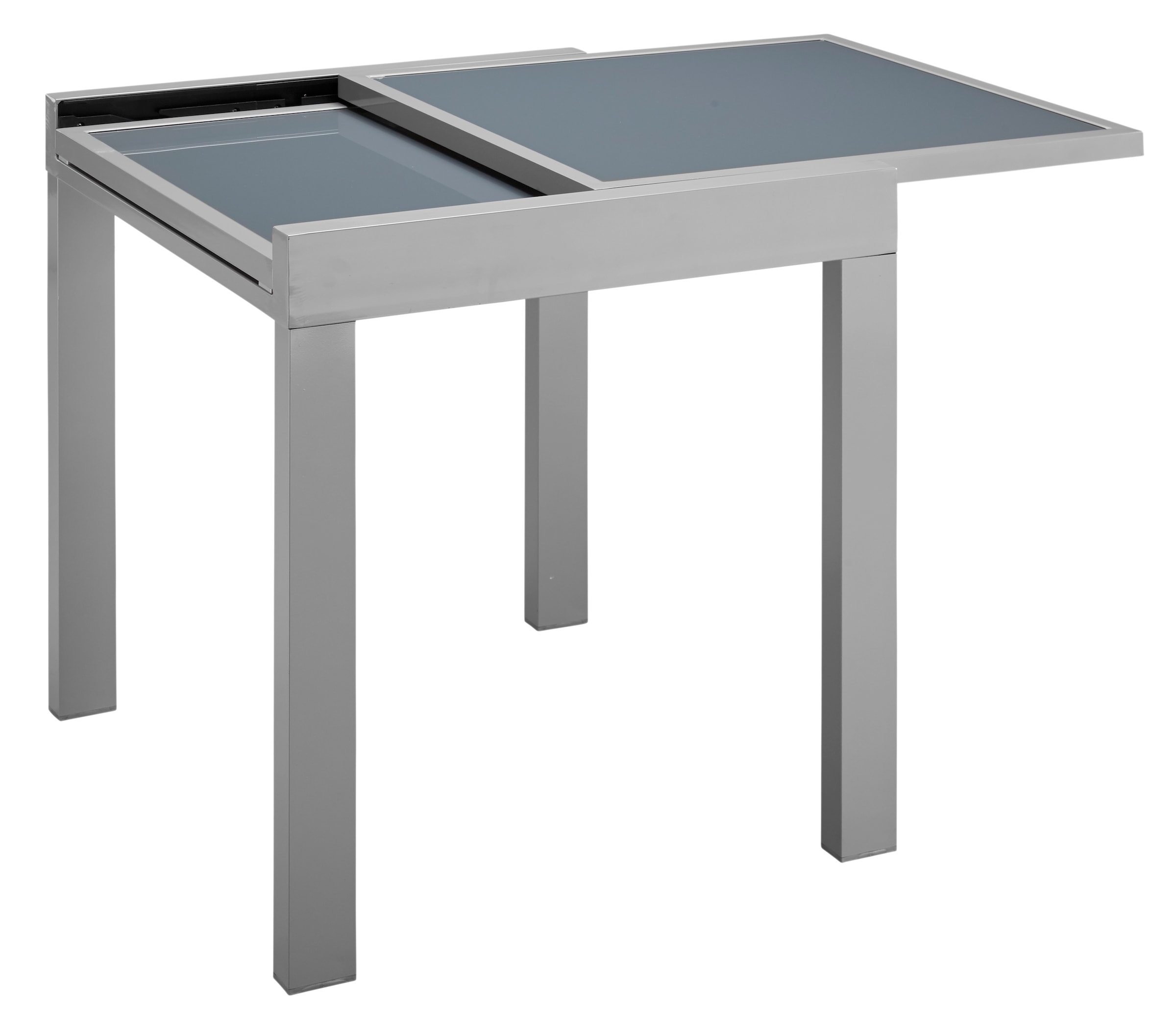 MERXX Balkonset »Lima« 2x Klappsessel, 1x Ausziehtisch 65(130)x65 cm, 3 Stk. tlg. pulverbeschichtetes Aluminium, aus 100% Polyester, für 2 Personen