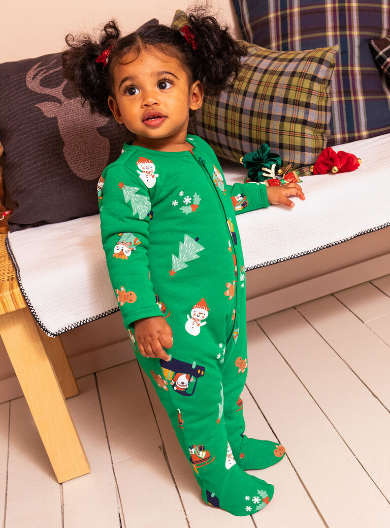 Grenouillère verte fantaisie NOEL bébé garçon