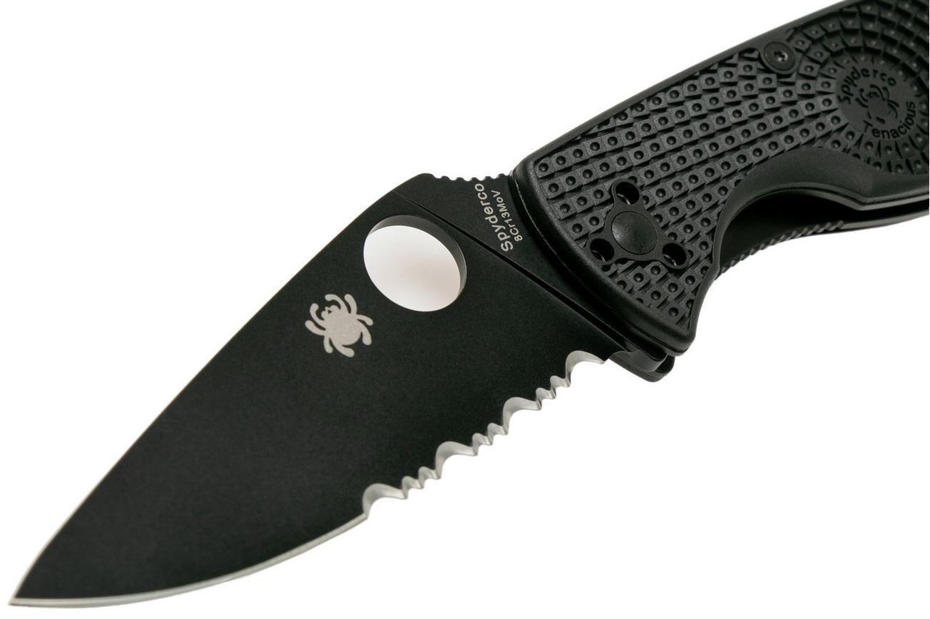 Spyderco Tenacious Lightweight Black C122PSBBK FRN partly serrated zakmes