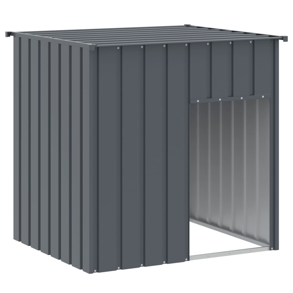 Canil vidaXL com cobertura, aço galvanizado, cinza, 110x103x109 cm