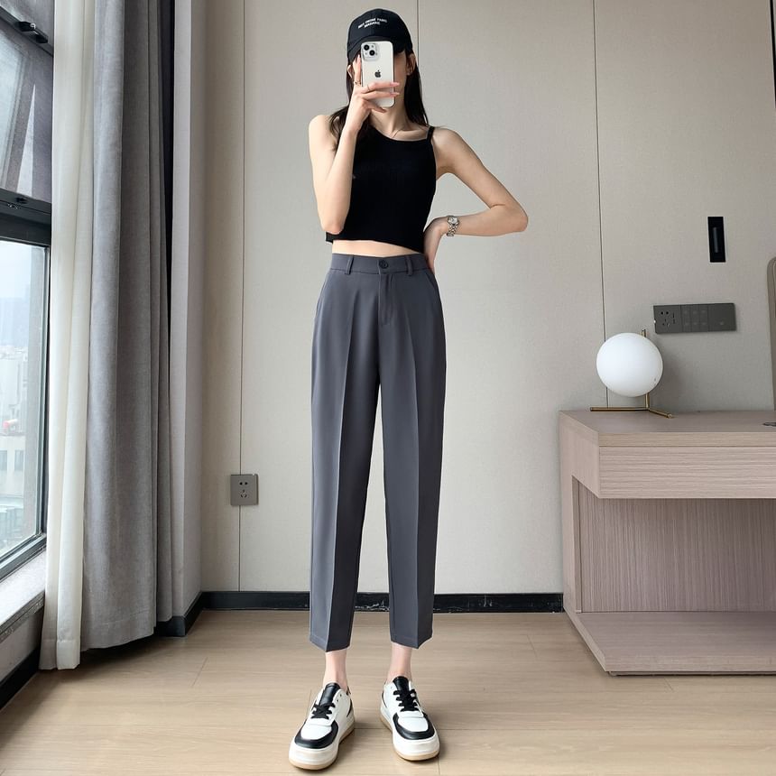 Jaqmine - Hoge taille effen rechte broek (verschillende ontwerpen)
