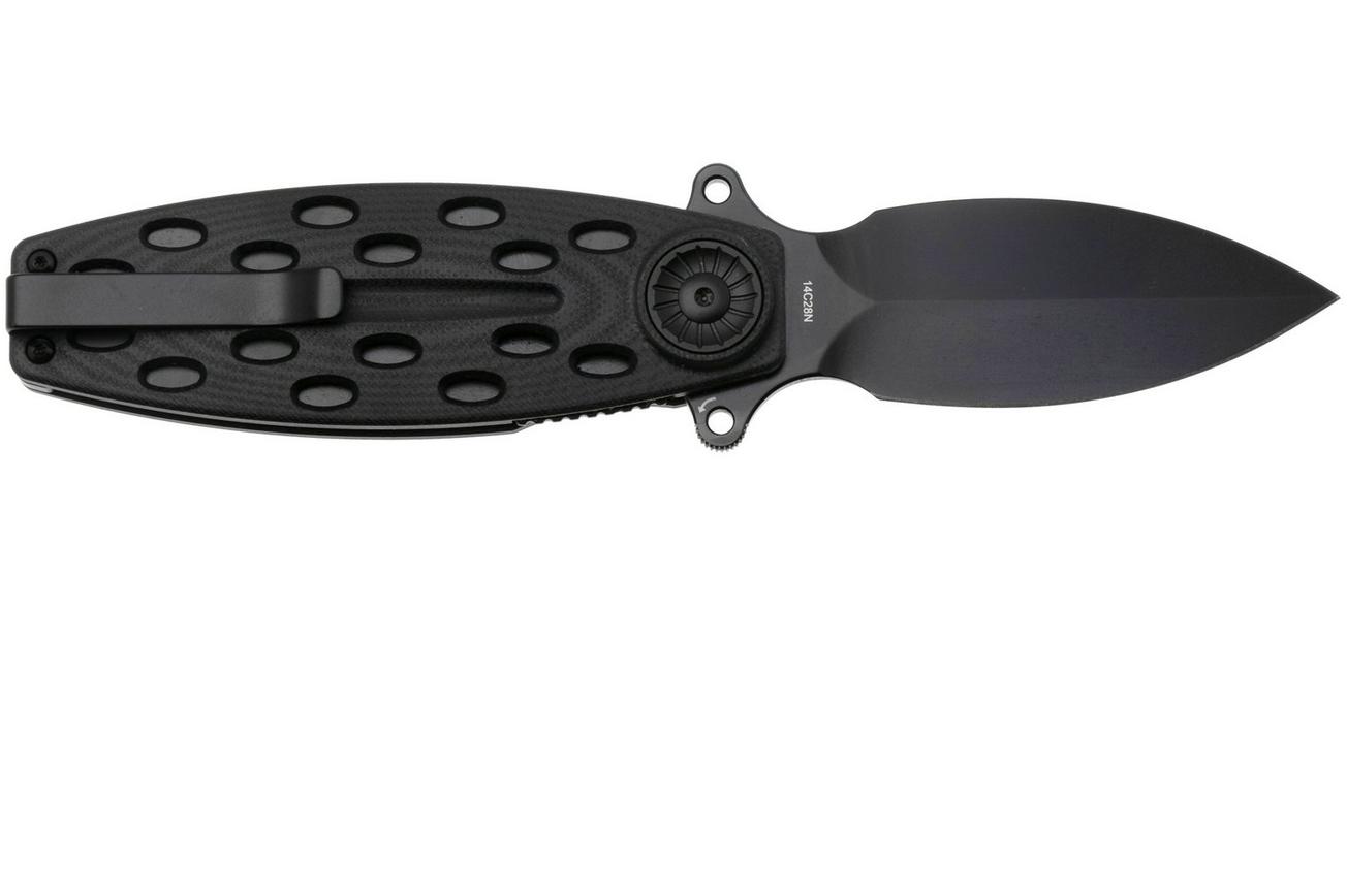 QSP Knife Beetle 162-B, Black 14C28N, Black G10, zakmes