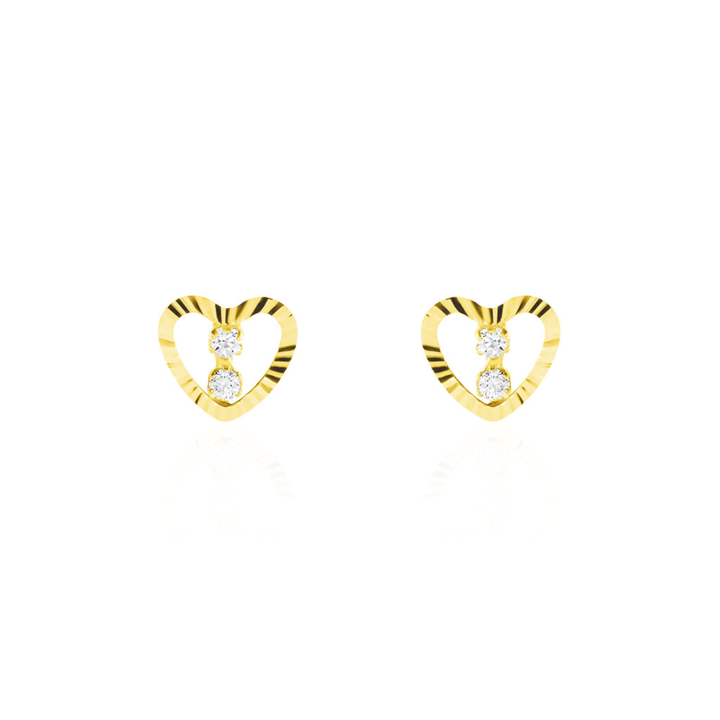 Boucles D'oreilles Puces Daria Cœur 6 Or Jaune Oxyde
