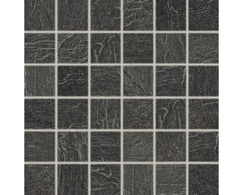 Porseleinen steengoed mozaïek Cliff zwart 30x30 cm