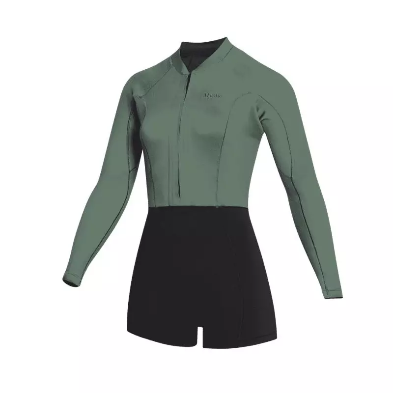 Combinaison shorty femme MYSTIC Lunar Longarm 2/2mm Frontzip Dark Olive