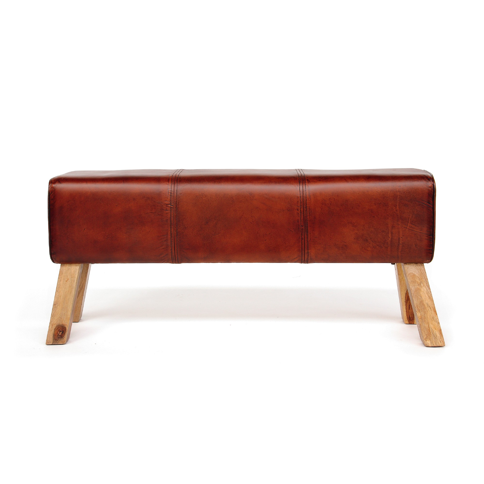 Sitzbank 'Harrison', cognac, natur, B 120 cm, H 53 cm, T 30 cm von fischer's lagerhaus