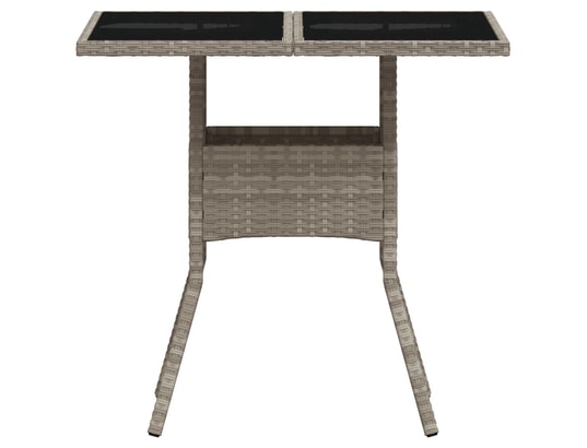 VIDAXL - Table de jardin avec dessus en verre gris clair résine tress...