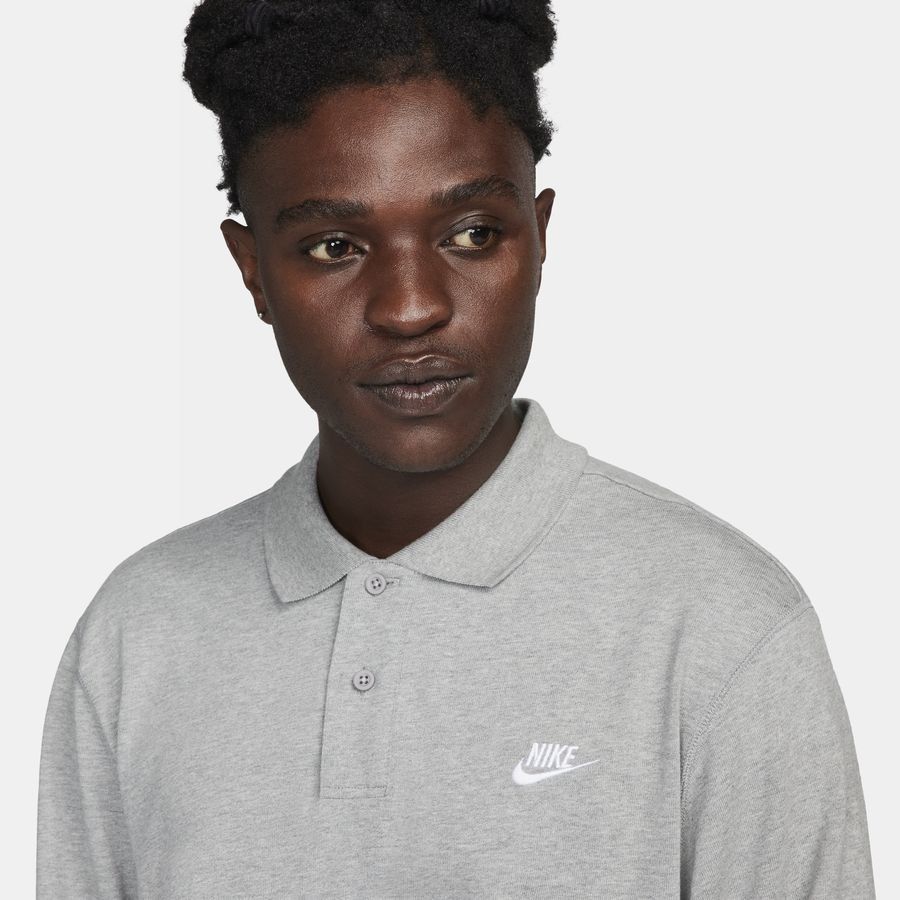 Nike Club Men's Long-Sleeve Knit Po DK GREY HEATHER/WHITE
