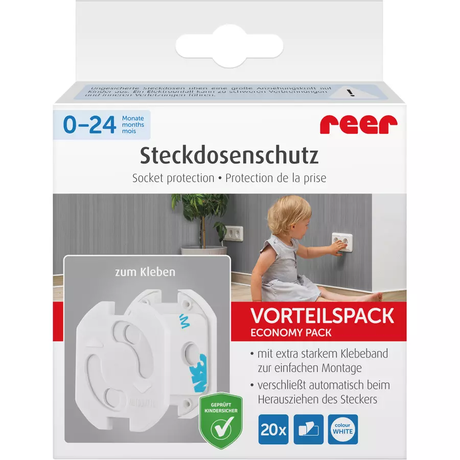 reer Steckdosenschutz klebbar, 20 Stück weiß