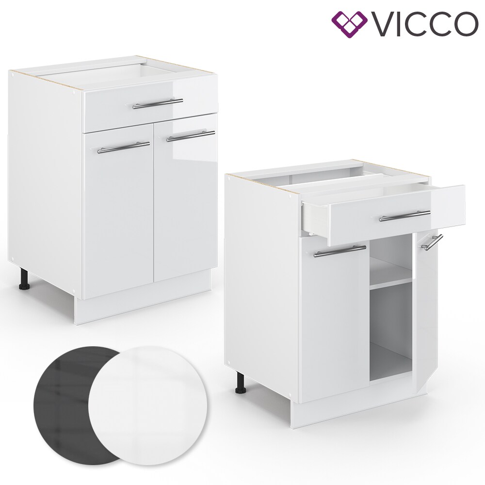 VICCO Schubunterschrank 60 cm Weiß Küchenzeile Unterschrank R-Line