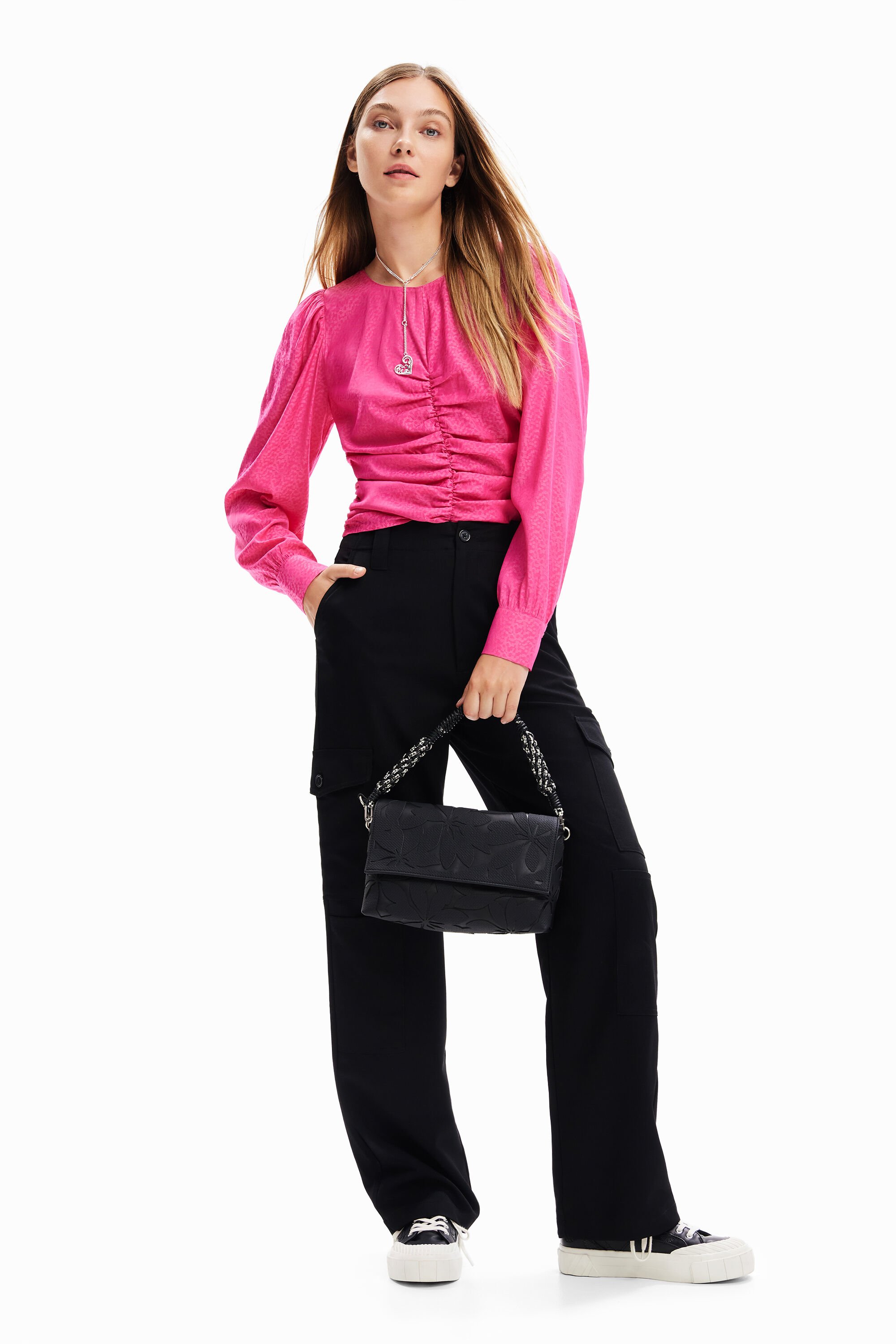 Blouse froncée jacquard