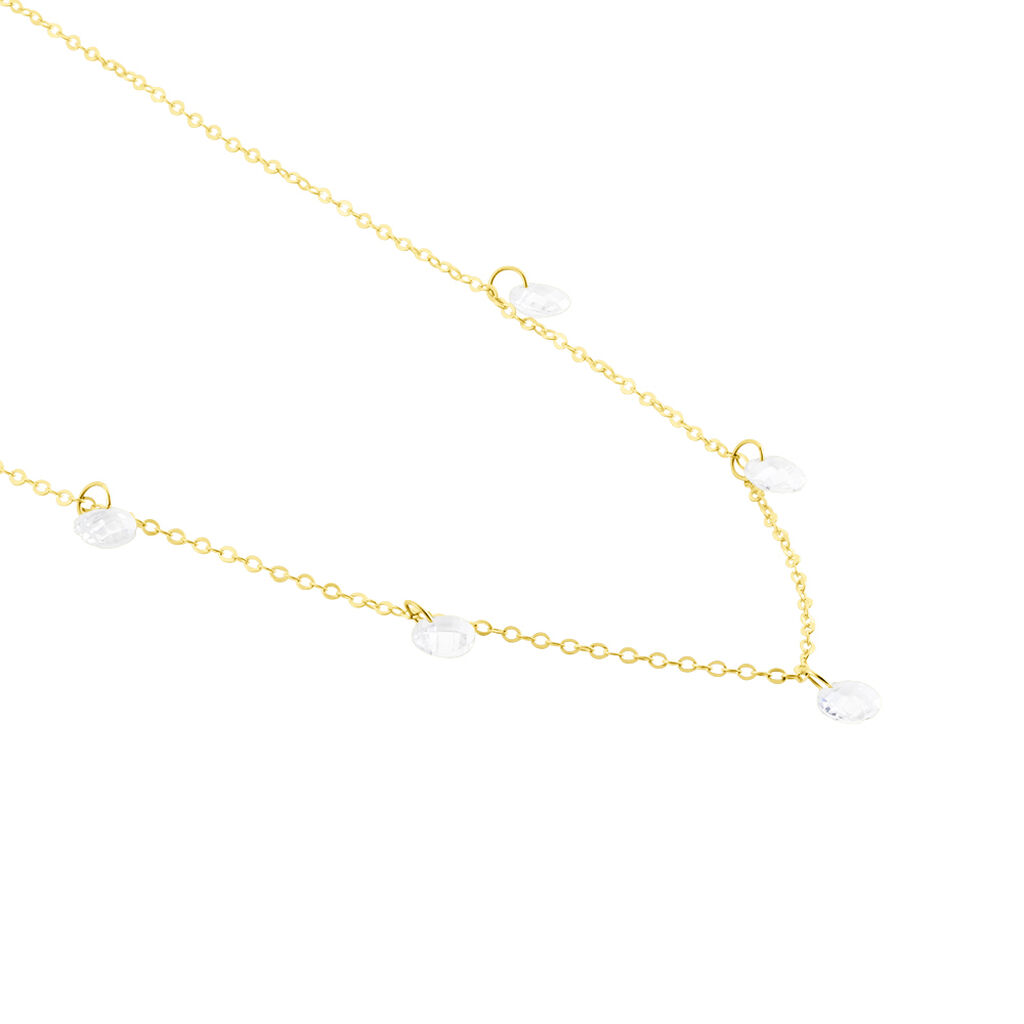 Collier Or Jaune Leucitica Oxydes De Zirconium