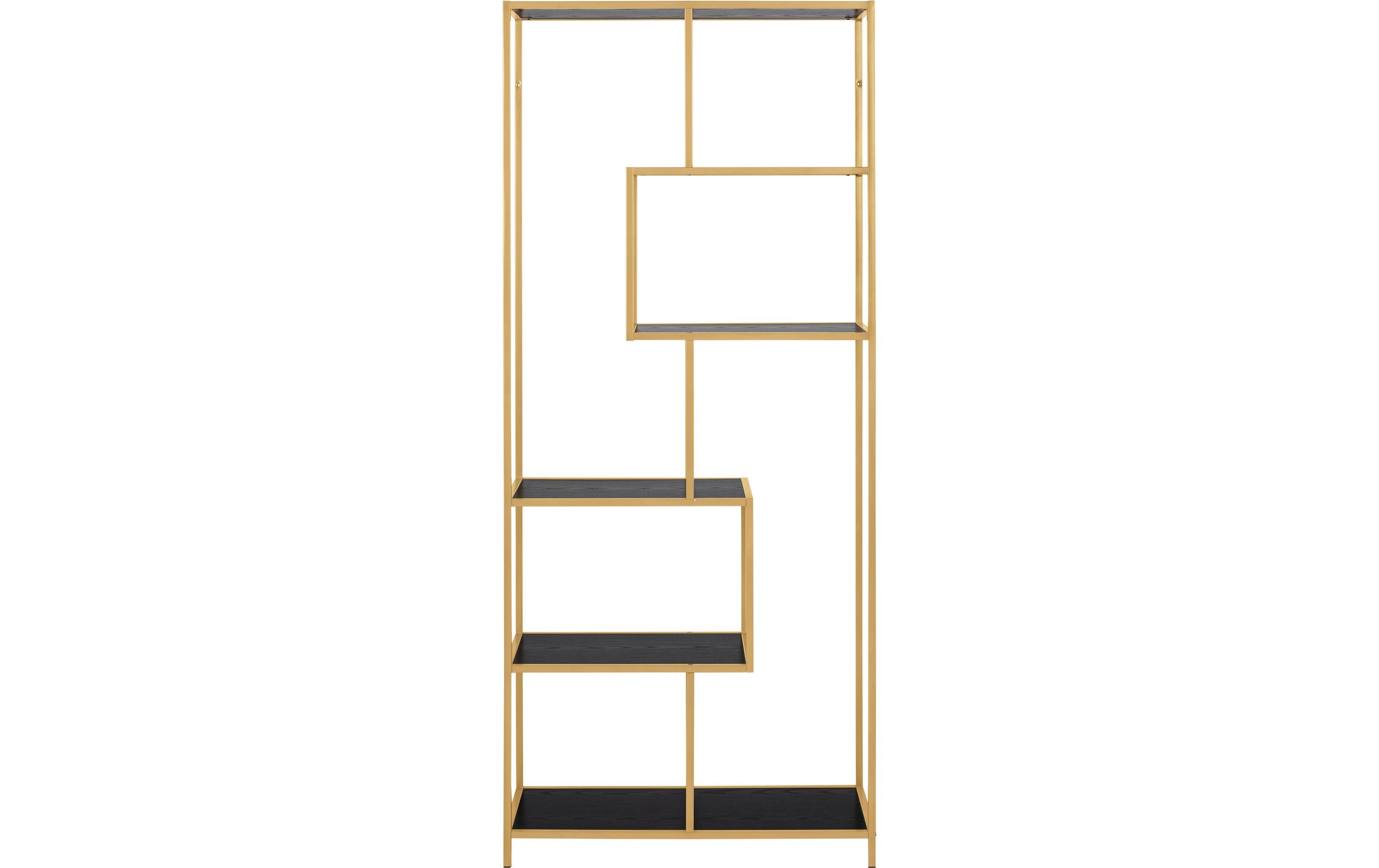 Regal Seaford 77 x 35 x 185 cm, Gold/Schwarz<br>Bücherregal