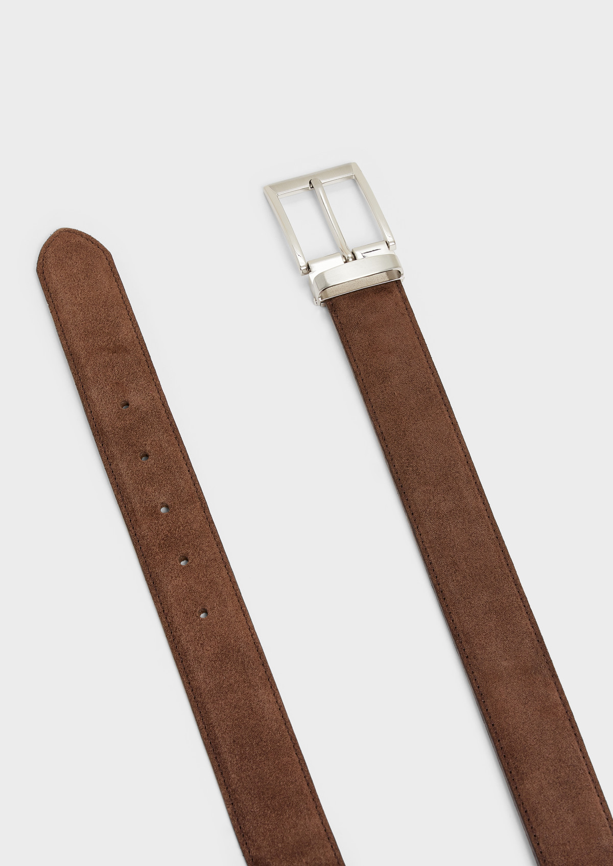 Ceinture ajustable en cuir nubuck marron glacé