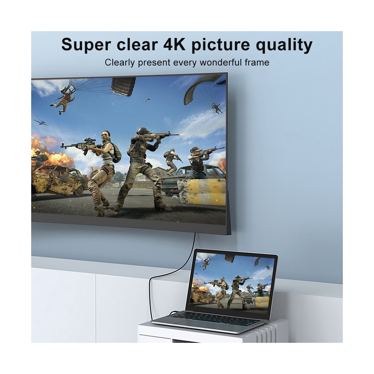NÖRDIC 50cm USBC til HDMI 4K 60Hz Nylon Flettet Kabel Space Gråstøtte for HDCP1.4 og 2.2 Ren Kobber 99,99%