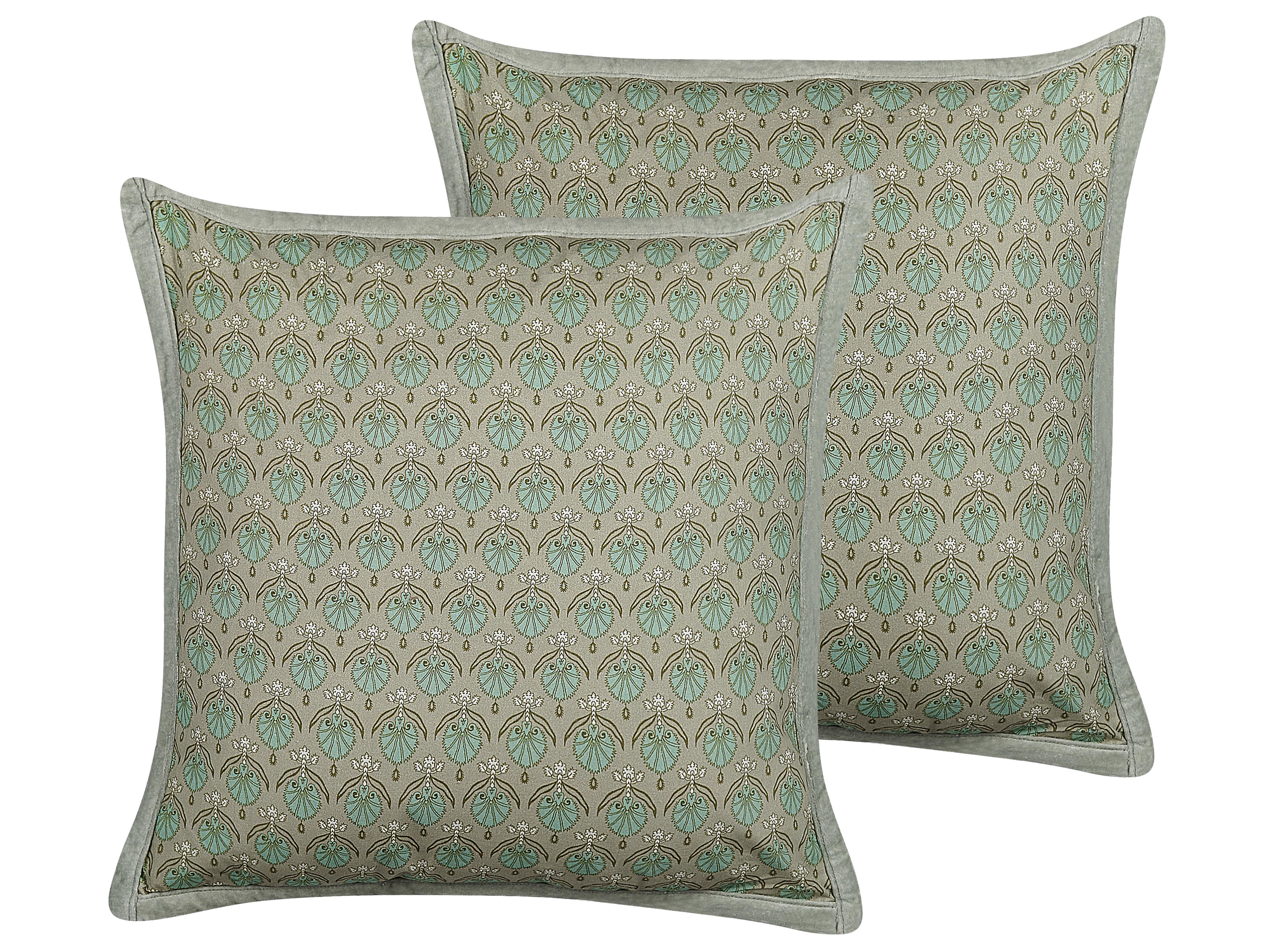 Set van 2 sierkussens PICTUS Fluweel 45 x 45 cm Groen bladpatroon