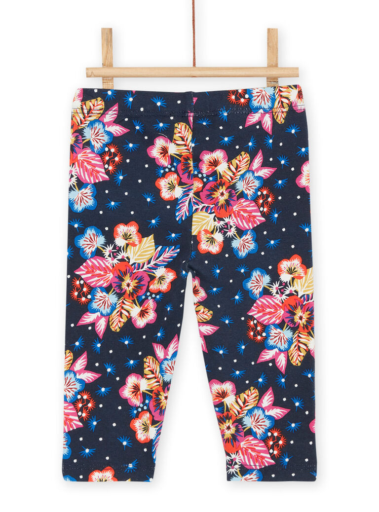 Legging noirine à imprimé fleuri multicolore