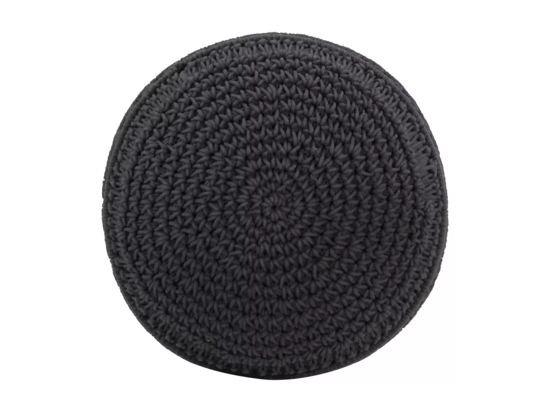 Pouf fait à la main en macramé Anthracite 45x30 cm Coton