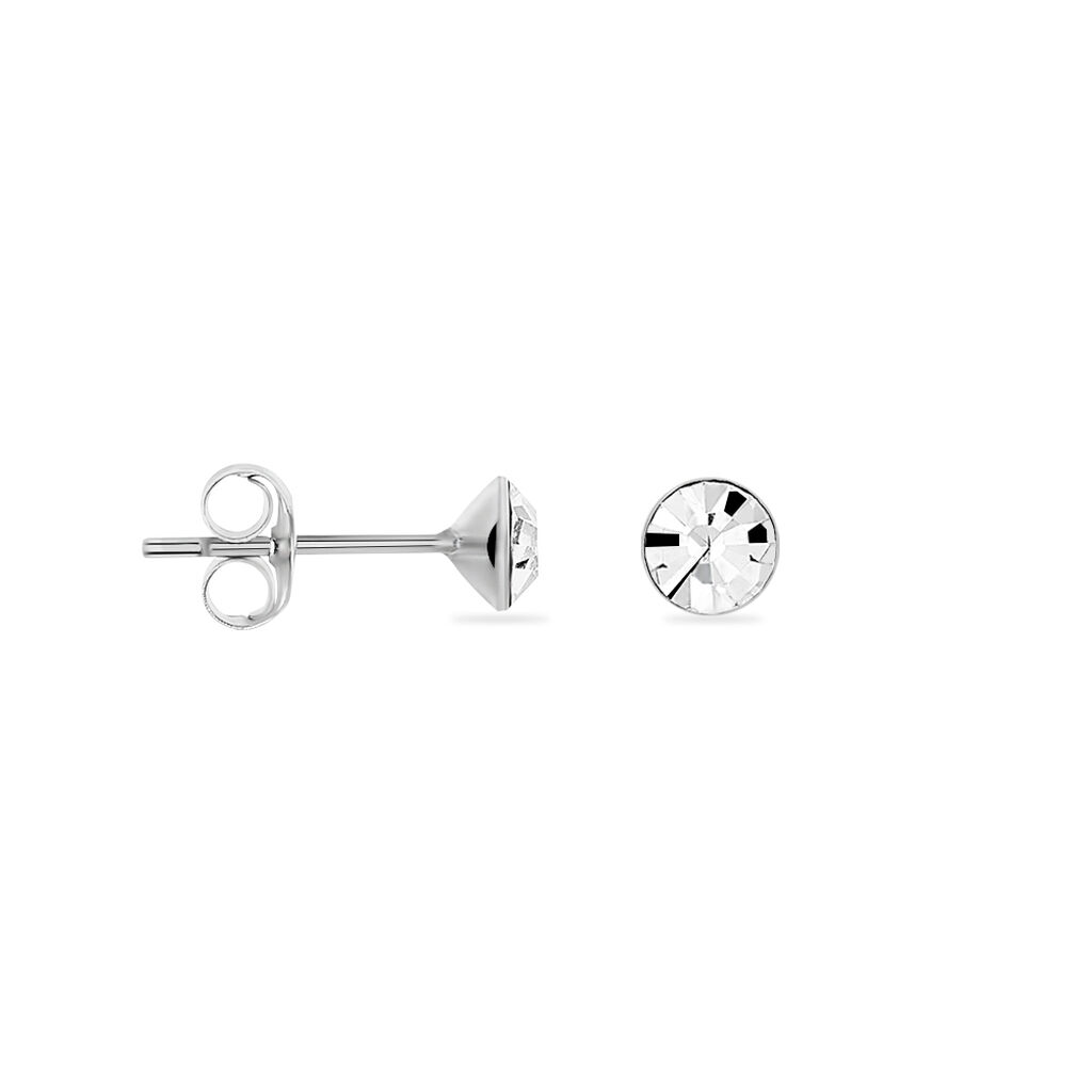 Boucles D'oreilles Puces Loeiza Argent Blanc Oxyde De Zirconium