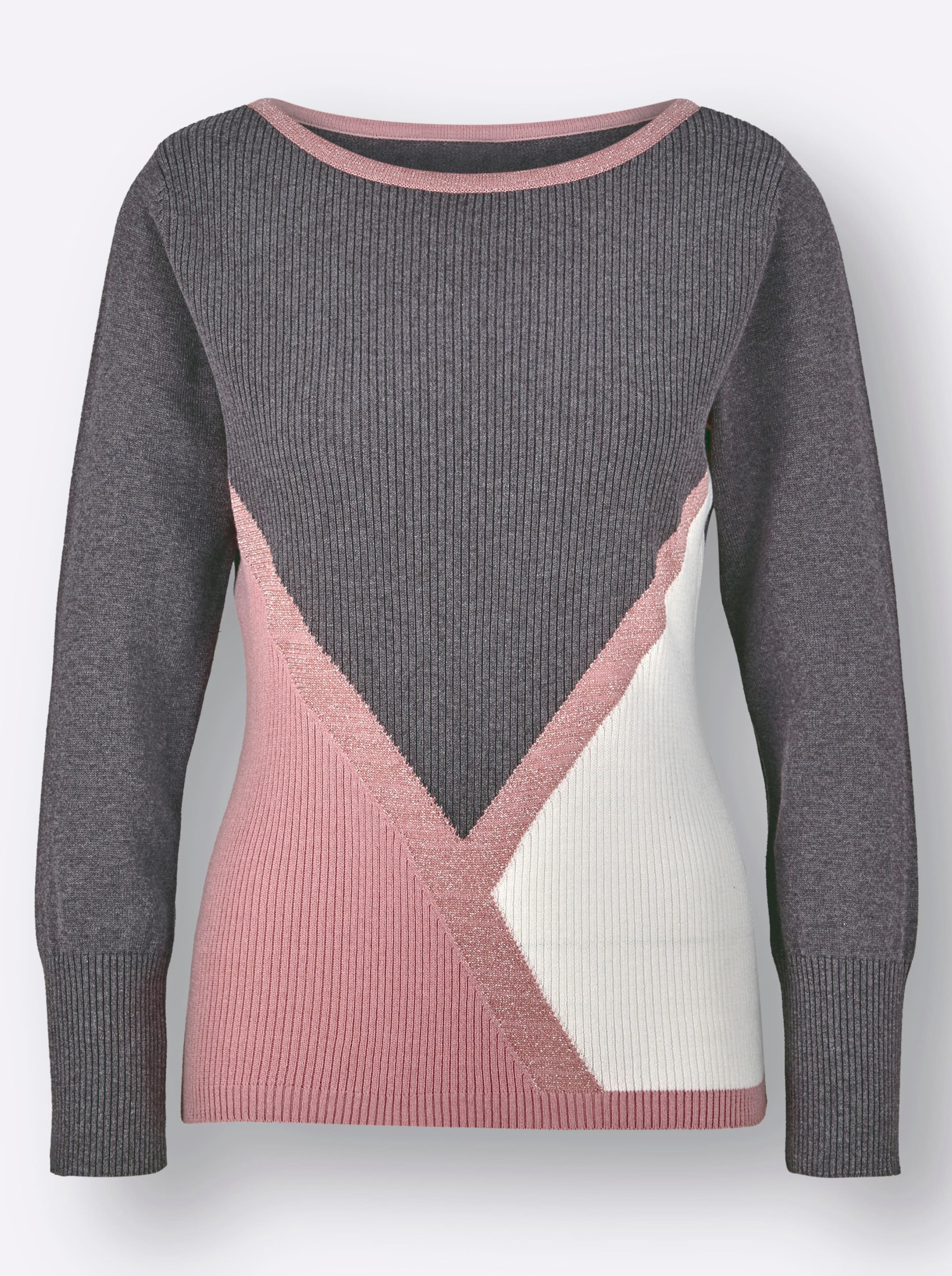 Langarm-Pullover in anthrazit-hortensie
