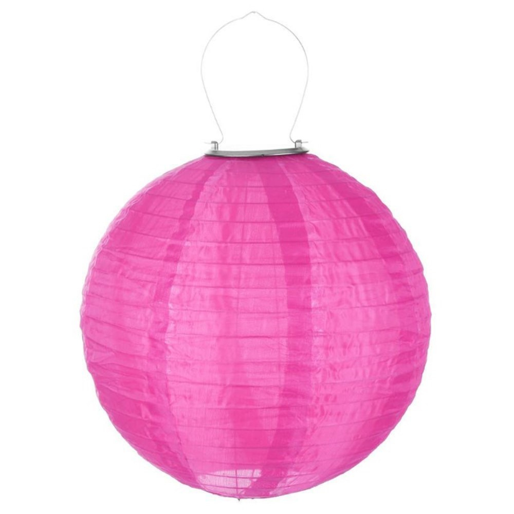 (10er Set) Ø30cm LED Solar Lampion Outdoor Deko Lampe mit Tag / Nacht Sensor (IP55) - Pink