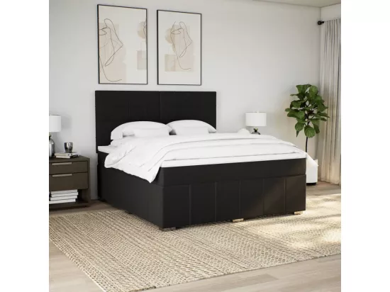 Sommier à lattes de lit avec matelas Noir 180x200 cm Tissu