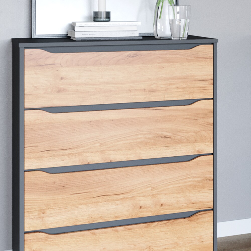 Vicco Kommode Ruben 80 x 102 cm Anthrazit Eiche Highboard