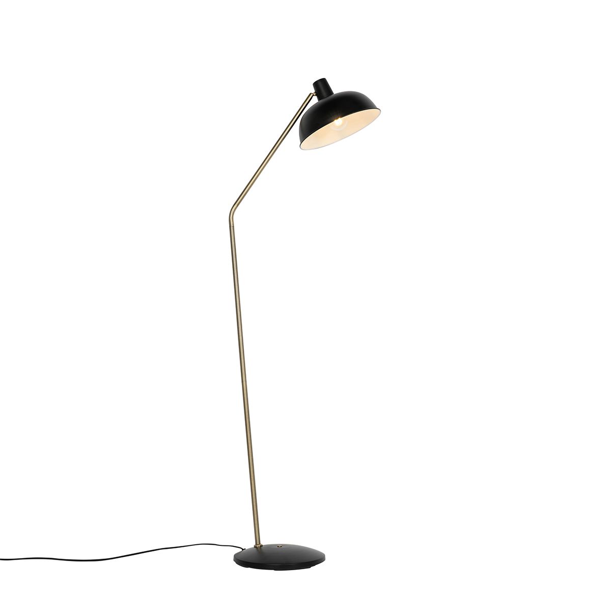 Retro vloerlamp zwart met brons - Milou