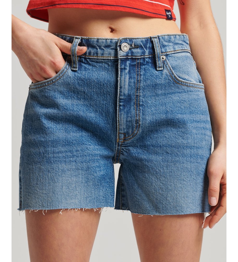 Shorts cropped de cintura média Superdry azul