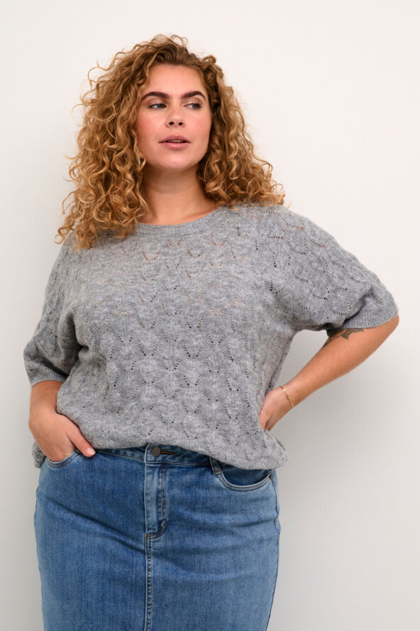Kaffe Curve KCnalene Knit Pullover Grey melange
