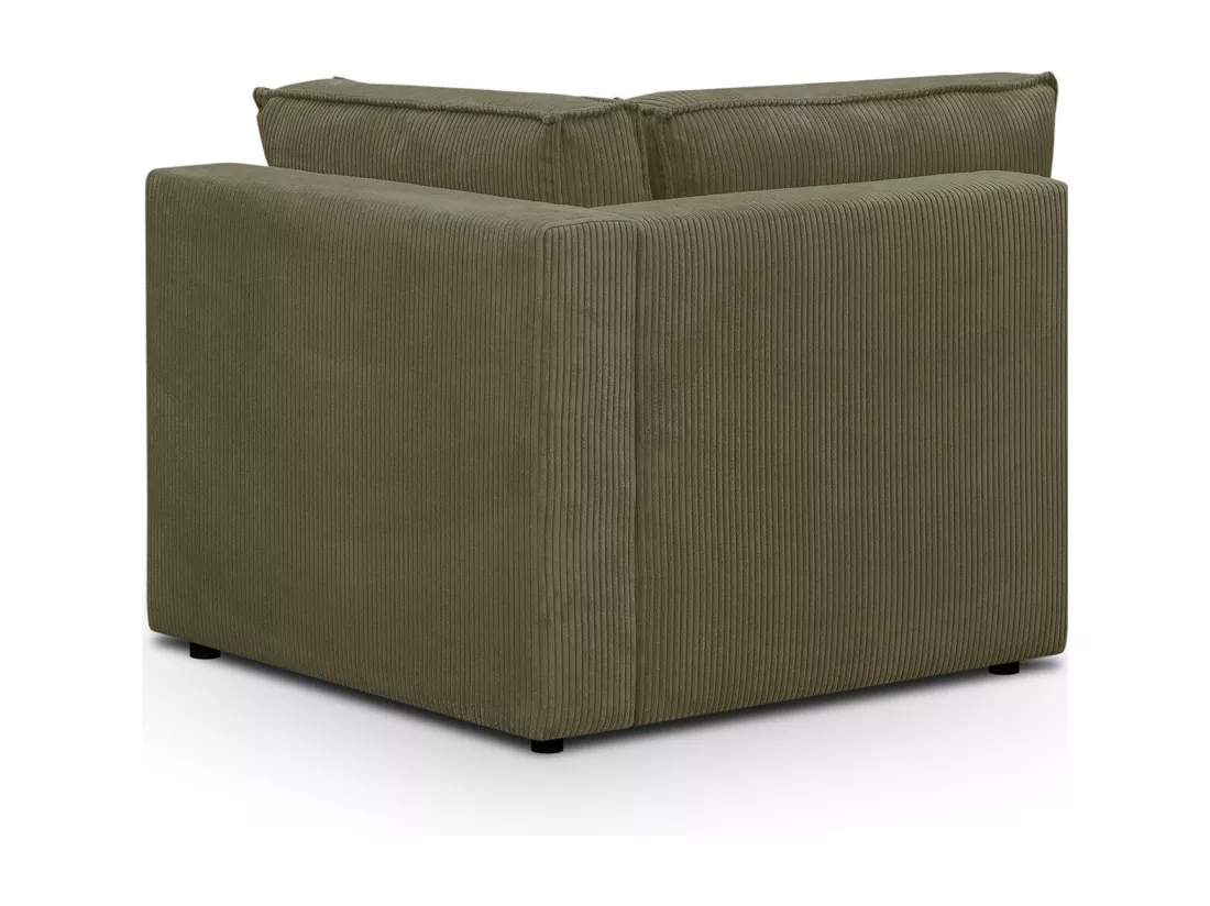 Module d'angle à gauche en velours côtelé vert kaki - Harper Mod