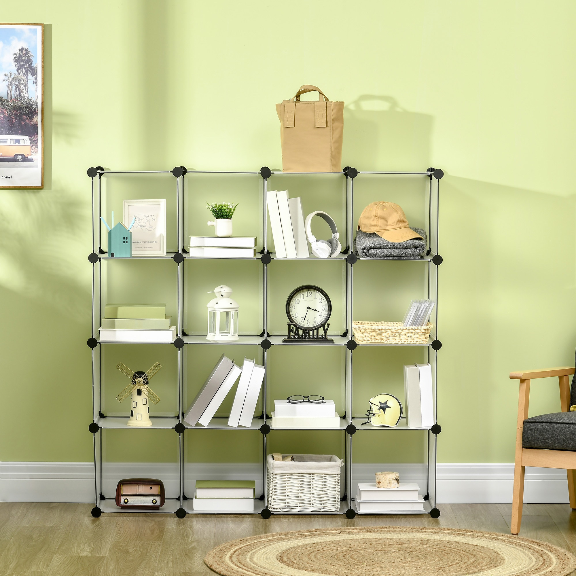 HOMCOM Regalsystem mit Zubehör weiß 125L x 32B x 125H cm