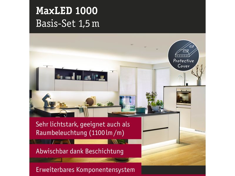 Paulmann LED-Stripe MaxLED 1000 2700 K, 1.5 m Basisset Beschichteter LED-Streifen, kürzbar