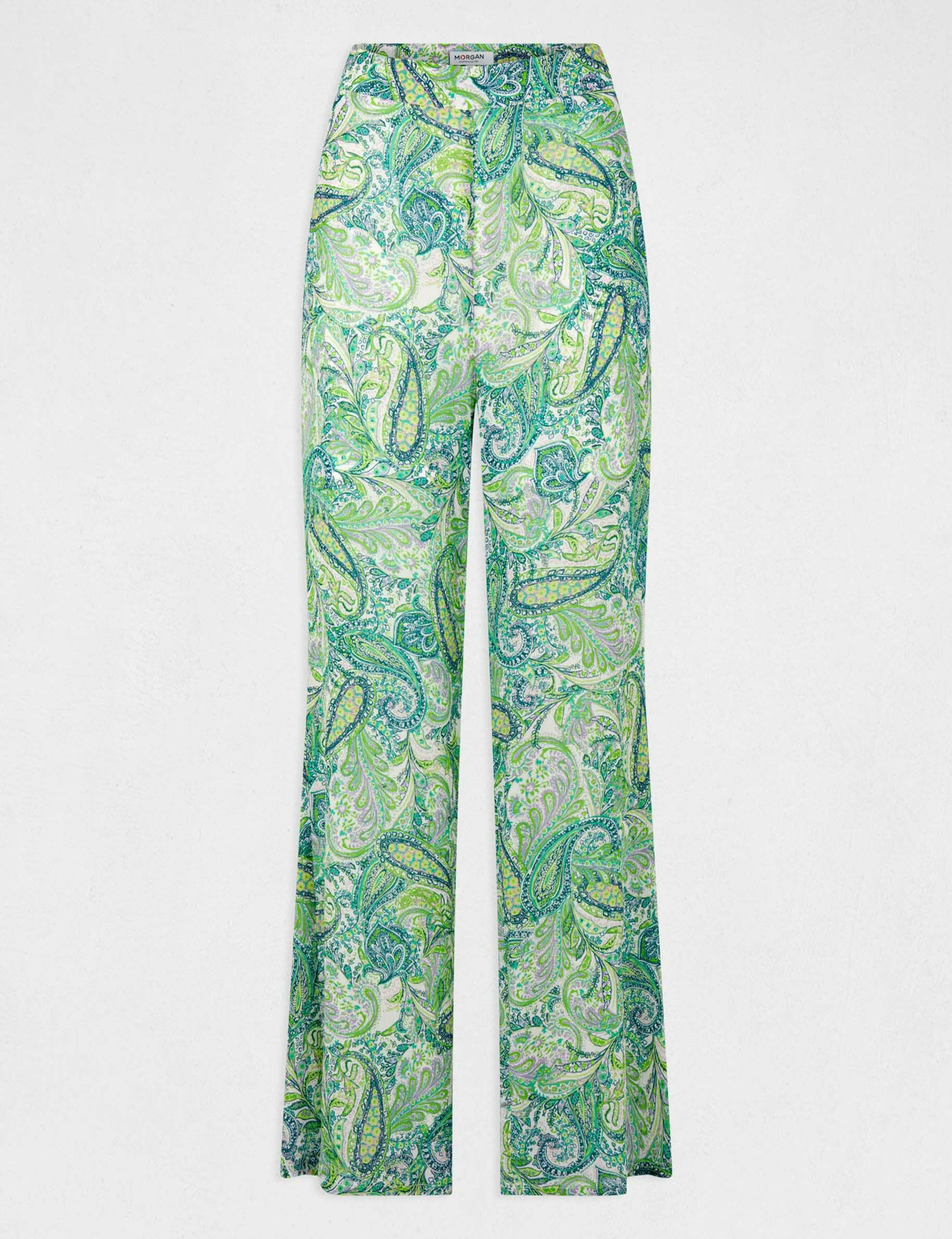 Pantalon droit fluide imprimé cachemire multico femme - multico