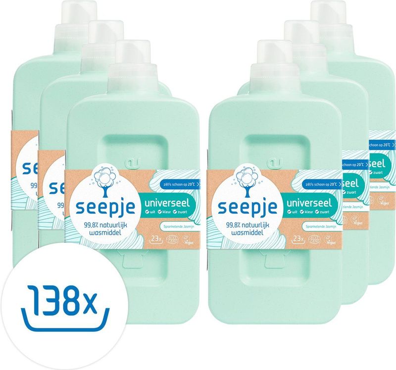 Seepje - Vloeibaar Wasmiddel Universeel - Sprankelende Jasmijn - 1 Liter