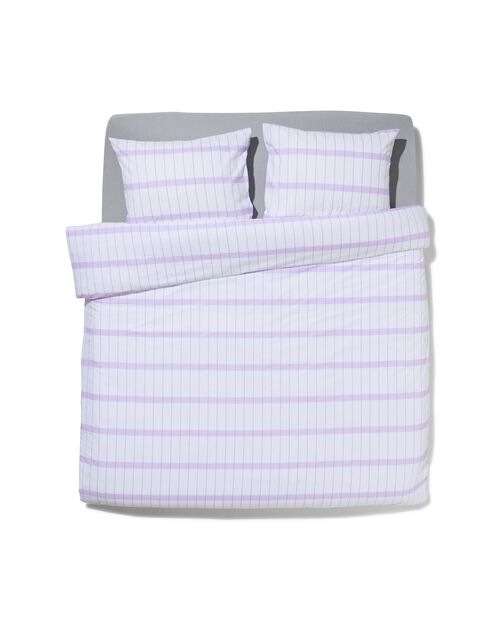housse de couette en coton doux 200x200/220 blocs lilas