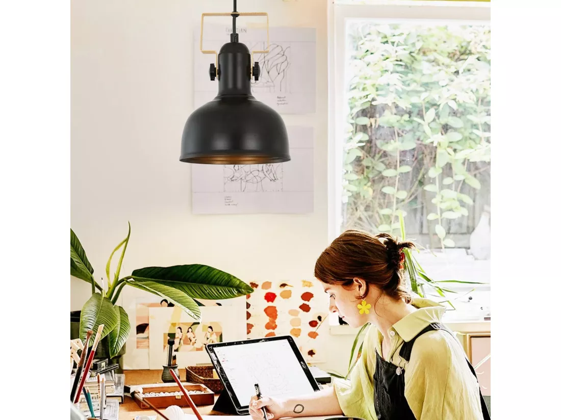 NETTLIFE Lampe à Suspendre Vintage 1 flamme Noir Rétro Industrielle Douille E27 MAX.40W