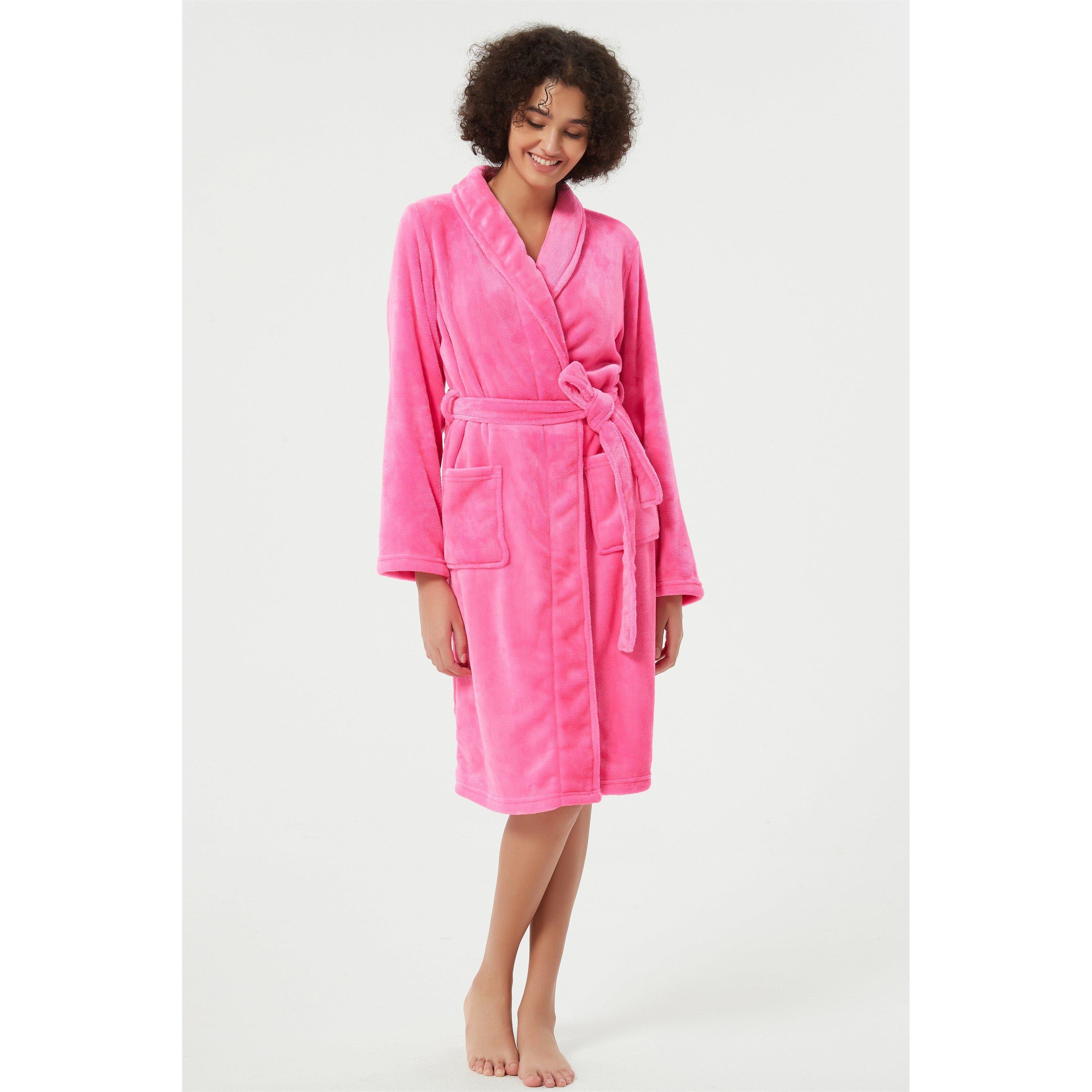 Linea Ladies Plain Fleece Dressing Gown
