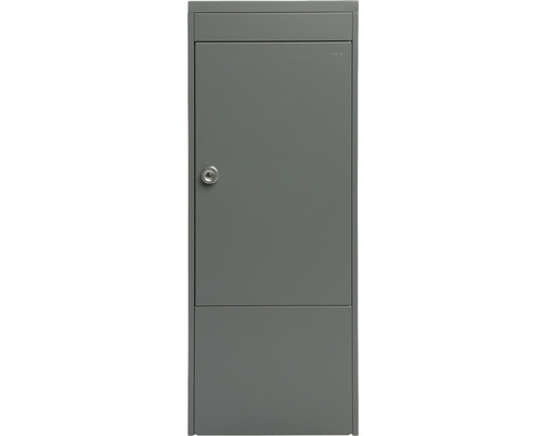 MEFA pakketbrievenbus, gepoedercoat staal, BxHxD 410/1025/325 mm, Mana 482, basaltgrijs RAL 7012, zijdemat, toegang aan de voorzijde