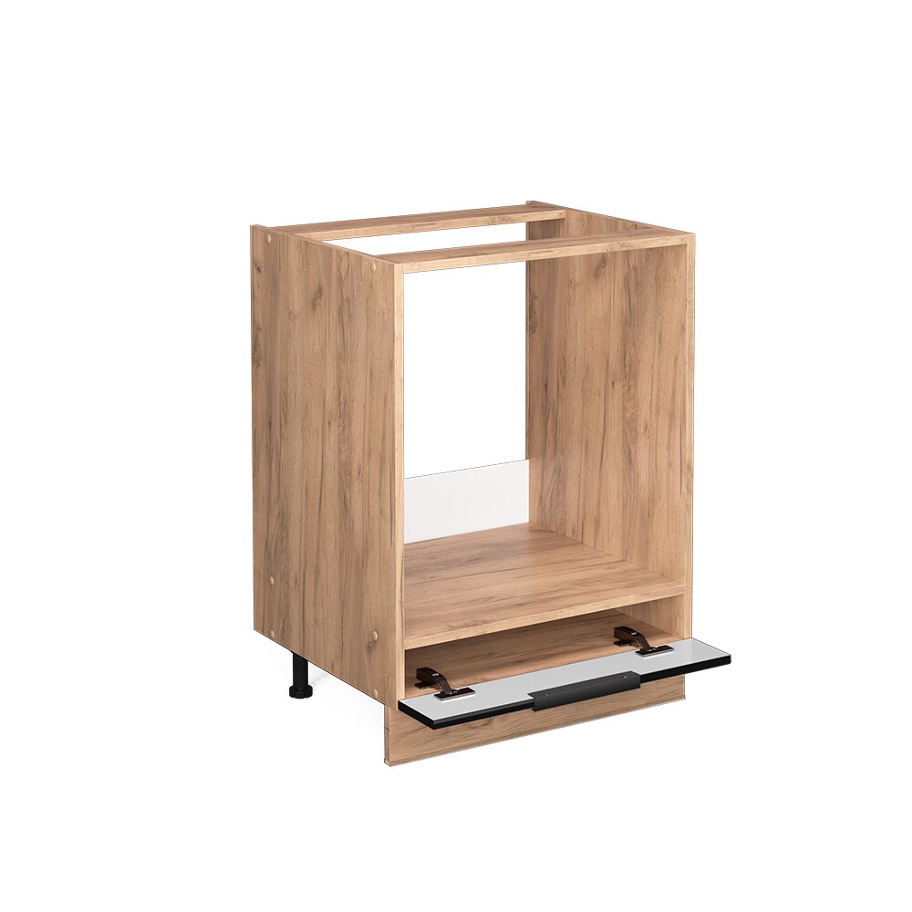 Vicco Herdschrank Küchenschrank Küchenmöbel Fame-Line Eiche Schwarz 60 cm modern Hochglanz