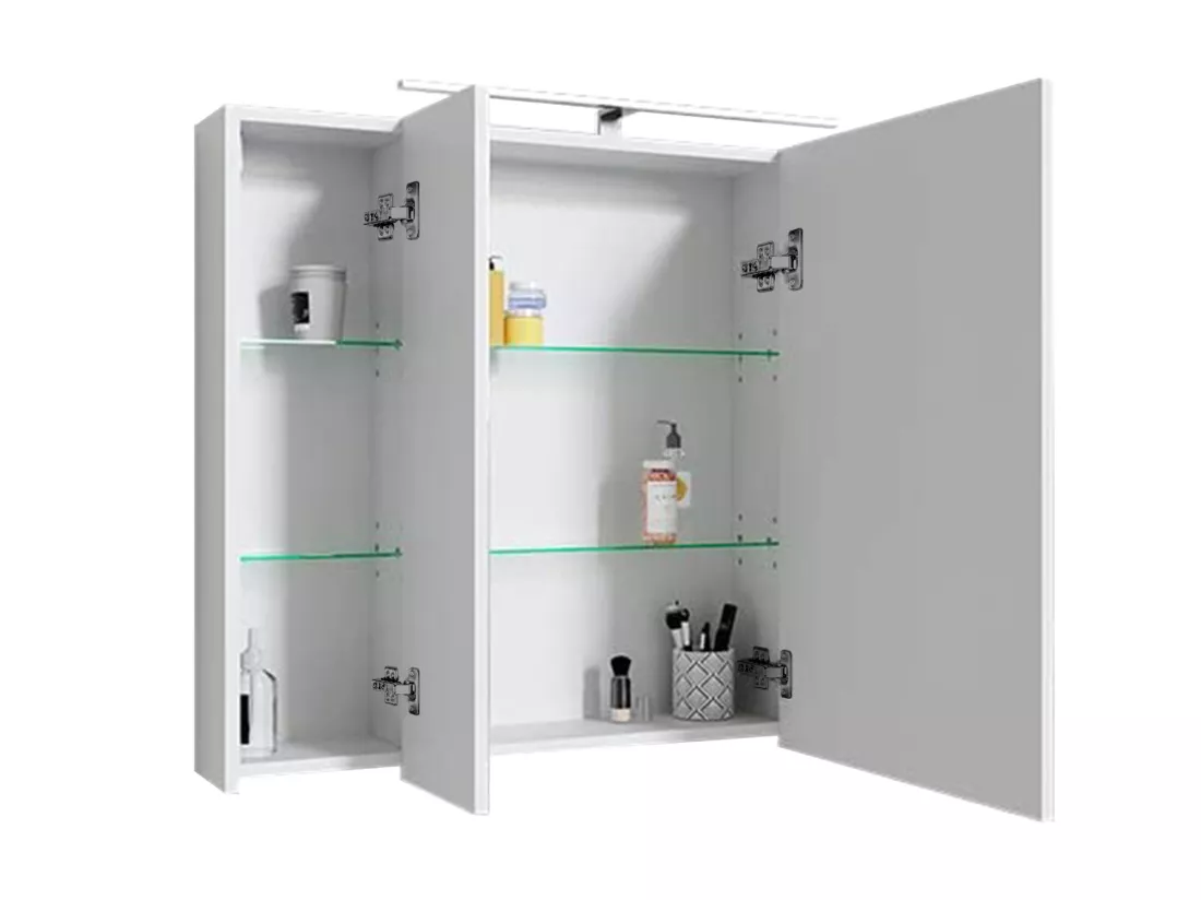 Armoire de toilette salle de bain avec miroir et LED 90,4x72x15 cm ML-DESIGN