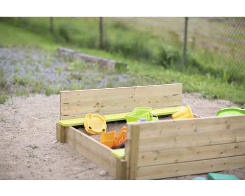 Luxe zandbak van sparrenhout inclusief deksel, 117x117x38,5 cm, naturel groen