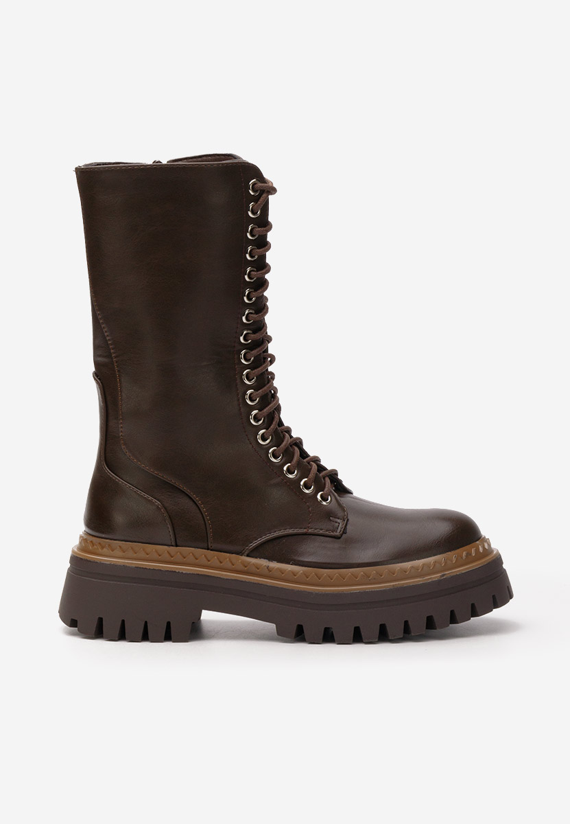 Bottes hautes à lacets bruns Izabele