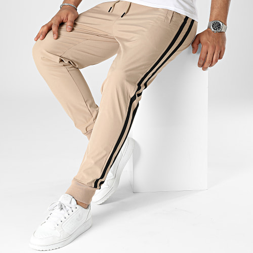 Pantalon Jogging A Bandes Beige